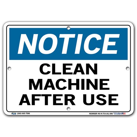 Vestil Aluminum Sign, 7-1/2" Height, 10-1/2" Width, Aluminum, Rectangle, English SI-N-70-A-AL-080